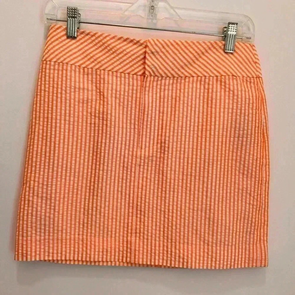 Ralph Lauren BLACK LABEL  Mini Skirt Size 6 Coral Stripe Seersucker - Picture 1 of 13
